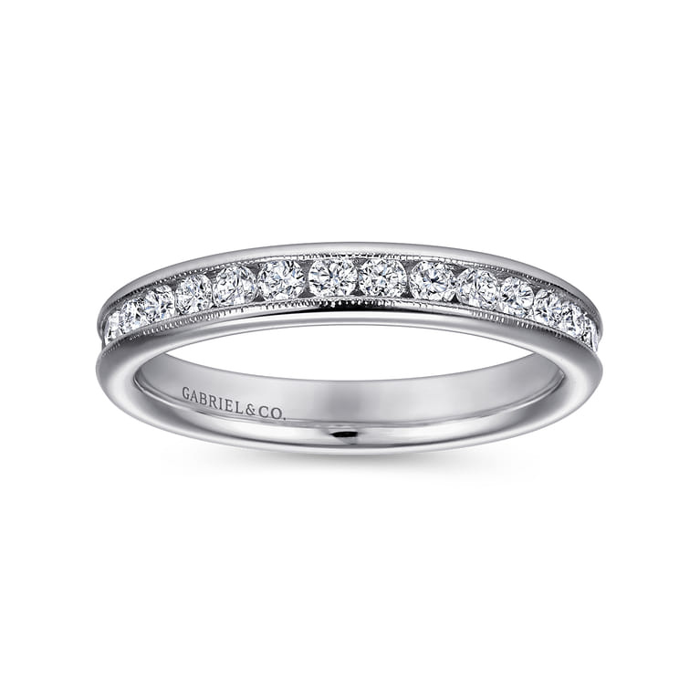 Straight Wedding Ring in 14k White Gold with Round Natural Diamond at Gabriel & Co. - Shot 4