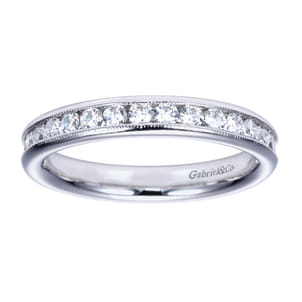 Louve - 14K White Gold Channel Set Diamond Wedding Band