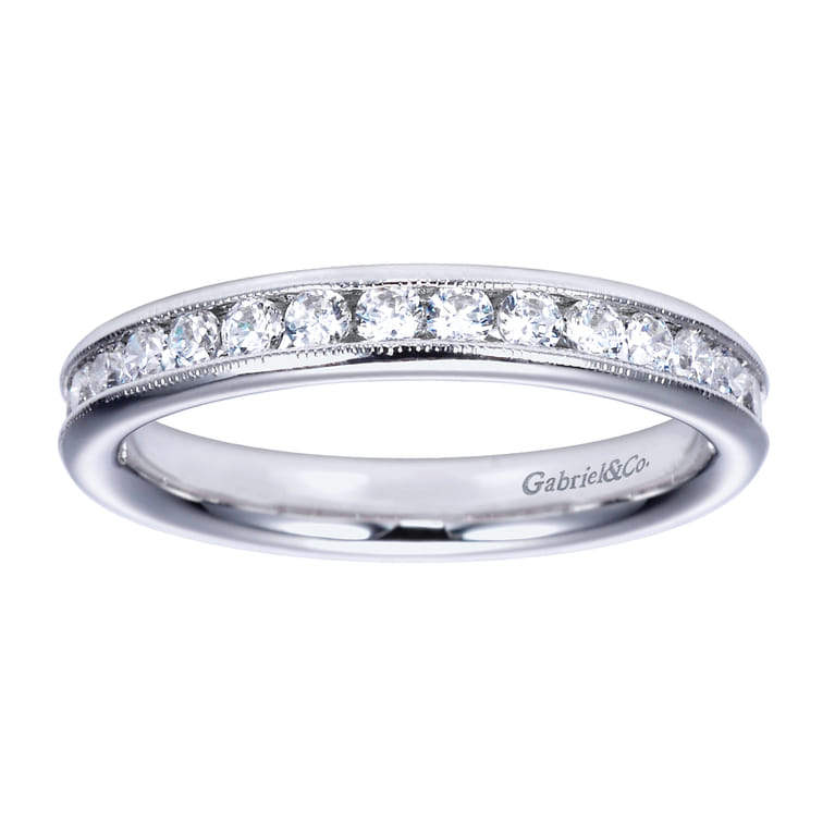 Straight Wedding Ring in 14k White Gold with Round Natural Diamond at Gabriel & Co. - Shot 5