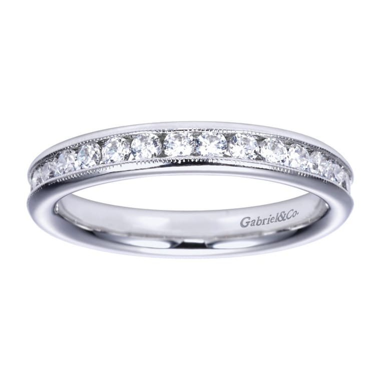 Straight Wedding Ring in Platinum with Round Natural Diamond at Gabriel & Co. - Shot 5