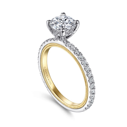 Love - 14K White-Yellow Gold Diamond Engagement Ring
