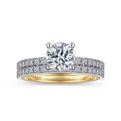 Love - 14K White-Yellow Gold Diamond Engagement Ring