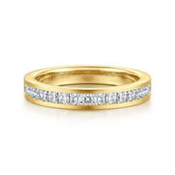 Lover - 14K Yellow Gold Channel Set Princess Diamond Anniversary Band