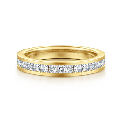 Lover - 14K Yellow Gold Channel Set Princess Diamond Anniversary Band