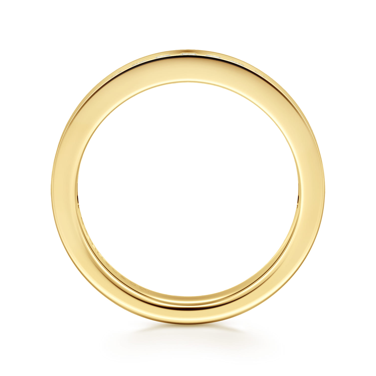 Straight Wedding Ring in 14k Yellow Gold with Princess Cut Natural Diamond at Gabriel & Co. - Shot 2