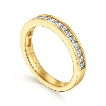 Lover - 14K Yellow Gold Channel Set Princess Diamond Anniversary Band