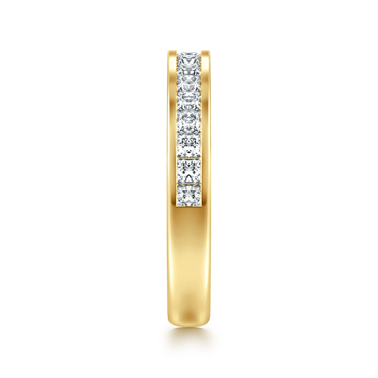 Straight Wedding Ring in 14k Yellow Gold with Princess Cut Natural Diamond at Gabriel & Co. - Shot 4