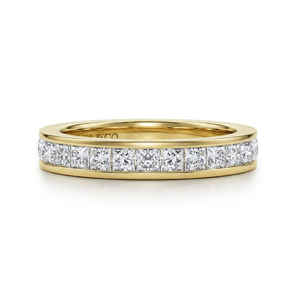 Lover - 14K Yellow Gold Channel Set Princess Diamond Anniversary Band