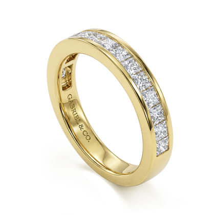 Lover - 14K Yellow Gold Channel Set Princess Diamond Anniversary Band