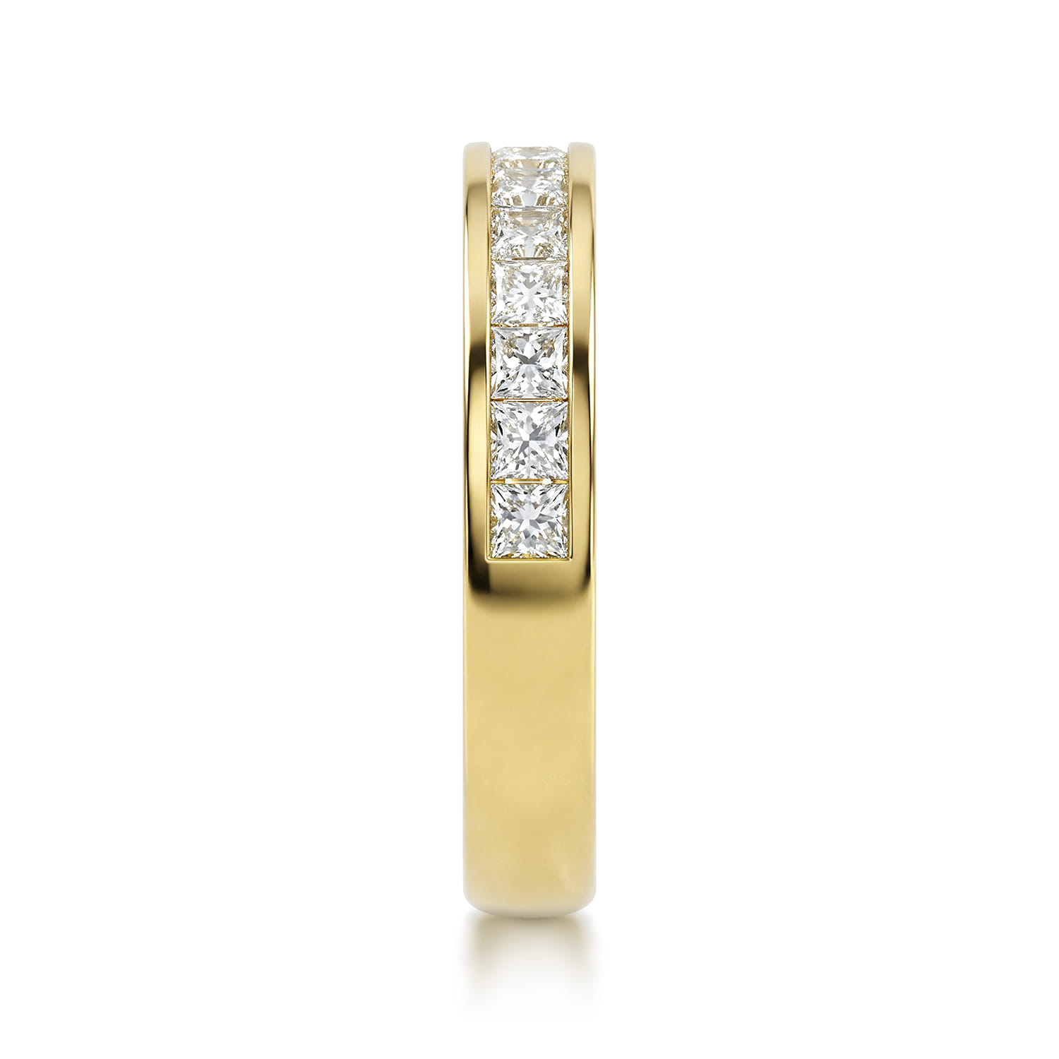 Straight Wedding Ring in 14k Yellow Gold with Princess Cut Natural Diamond at Gabriel & Co. - Shot 4