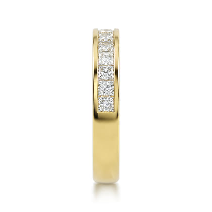 Lover - 14K Yellow Gold Channel Set Princess Diamond Anniversary Band
