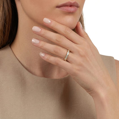 Lover - 14K Yellow Gold Channel Set Princess Diamond Anniversary Band