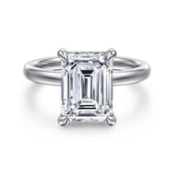 Lua - 14K White Gold Hidden Halo Emerald Cut Diamond Engagement Ring