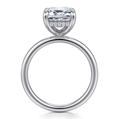 Lua - 14K White Gold Hidden Halo Emerald Cut Diamond Engagement Ring