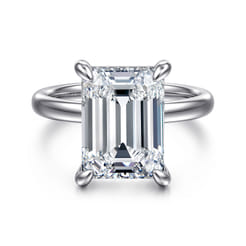 Lua - 14K White Gold Hidden Halo Emerald Cut Diamond Engagement Ring