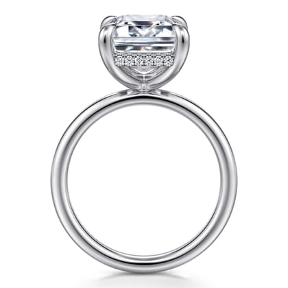 Lua - 14K White Gold Hidden Halo Emerald Cut Diamond Engagement Ring