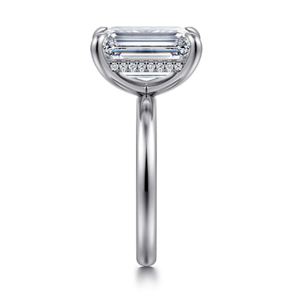 Lua - 14K White Gold Hidden Halo Emerald Cut Diamond Engagement Ring