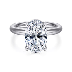 Lua - 14K White Gold Hidden Halo Oval Diamond Engagement Ring