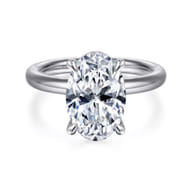 Lua - 14K White Gold Hidden Halo Oval Diamond Engagement Ring