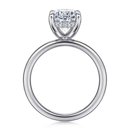 Lua - 14K White Gold Hidden Halo Oval Diamond Engagement Ring