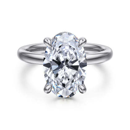 Lua - 14K White Gold Hidden Halo Oval Diamond Engagement Ring