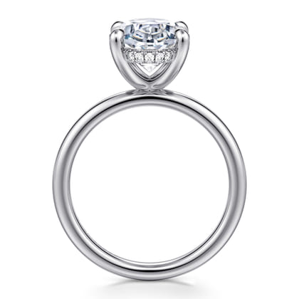 Lua - 14K White Gold Hidden Halo Oval Diamond Engagement Ring
