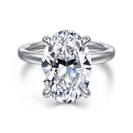 Lua - 14K White Gold Hidden Halo Oval Diamond Engagement Ring