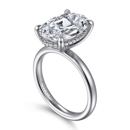 Lua - 14K White Gold Hidden Halo Oval Diamond Engagement Ring