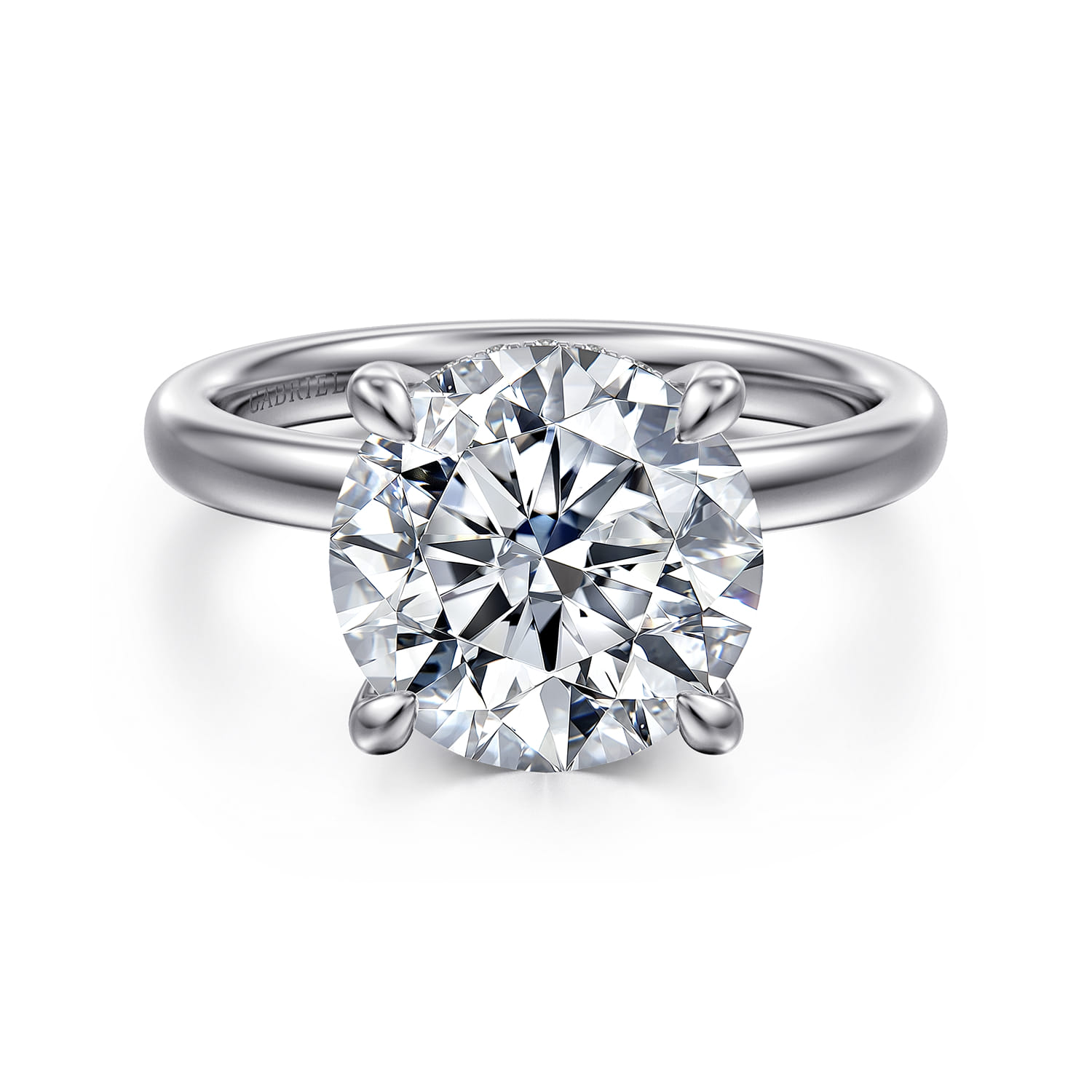 Lua - 14K White Gold Hidden Halo Round Diamond Engagement Ring