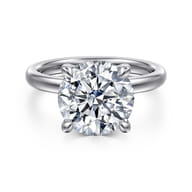 Lua - 14K White Gold Hidden Halo Round Diamond Engagement Ring