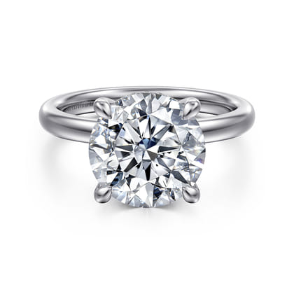 Lua - 14K White Gold Hidden Halo Round Diamond Engagement Ring