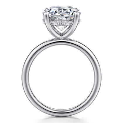 Lua - 14K White Gold Hidden Halo Round Diamond Engagement Ring