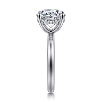 Lua - 14K White Gold Hidden Halo Round Diamond Engagement Ring