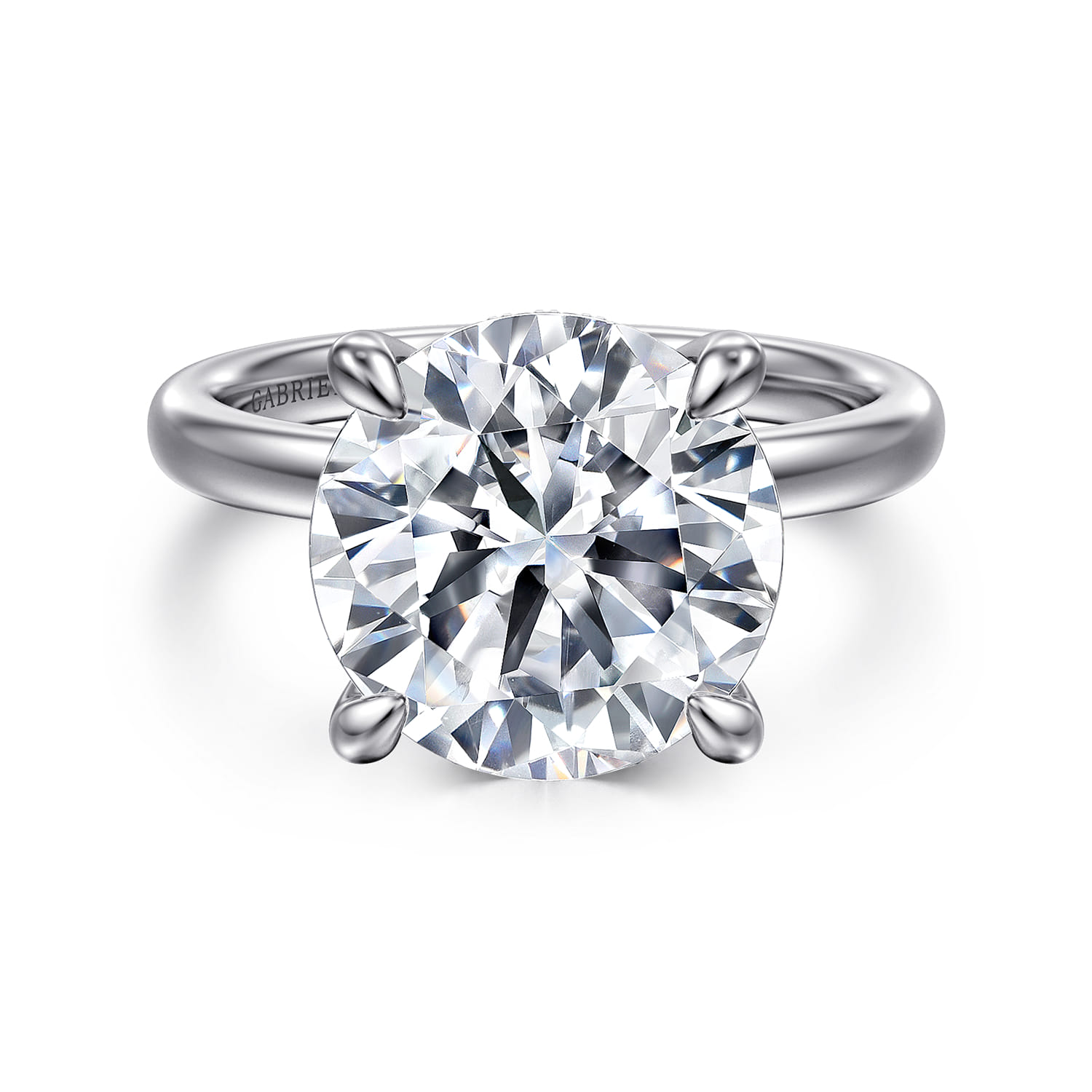 Lua - 14K White Gold Hidden Halo Round Diamond Engagement Ring