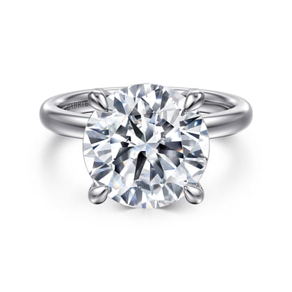 Lua - 14K White Gold Hidden Halo Round Diamond Engagement Ring
