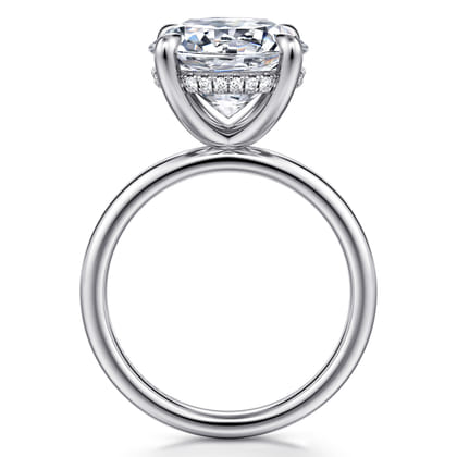 Lua - 14K White Gold Hidden Halo Round Diamond Engagement Ring