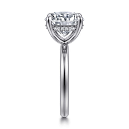 Lua - 14K White Gold Hidden Halo Round Diamond Engagement Ring