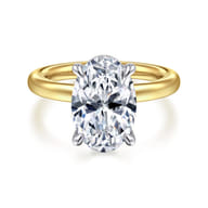 Lua - 14K White-Yellow Gold Hidden Halo Oval Diamond Engagement Ring