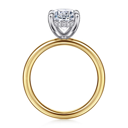 Lua - 14K White-Yellow Gold Hidden Halo Oval Diamond Engagement Ring