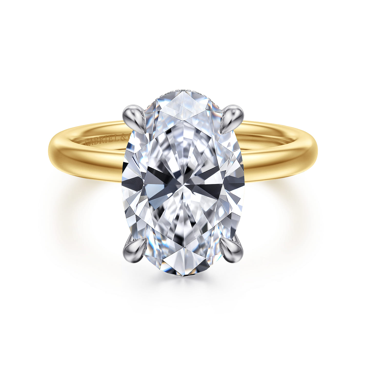 Lua - 14K White-Yellow Gold Hidden Halo Oval Diamond Engagement Ring