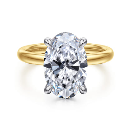 Lua - 14K White-Yellow Gold Hidden Halo Oval Diamond Engagement Ring