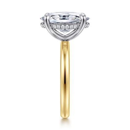 Lua - 14K White-Yellow Gold Hidden Halo Oval Diamond Engagement Ring
