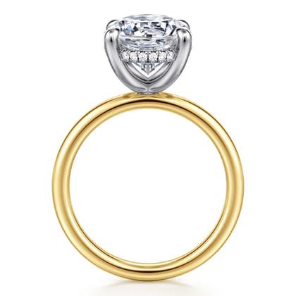 Lua - 14K White-Yellow Gold Hidden Halo Oval Diamond Engagement Ring