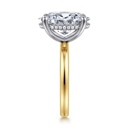 Lua - 14K White-Yellow Gold Hidden Halo Oval Diamond Engagement Ring