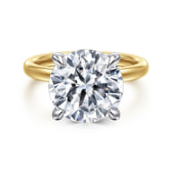 Lua - 14K White-Yellow Gold Hidden Halo Round Diamond Engagement Ring