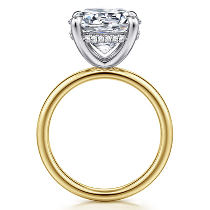 Lua - 14K White-Yellow Gold Hidden Halo Round Diamond Engagement Ring