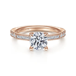 Luca - 14K Rose Gold Round Diamond Engagement Ring