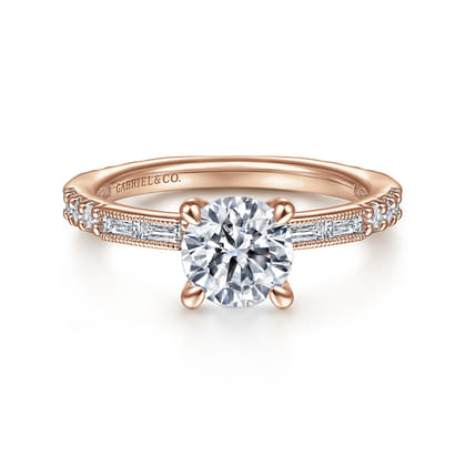 Luca - 14K Rose Gold Round Diamond Engagement Ring