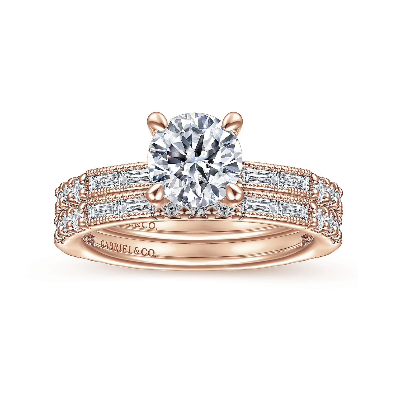 Luca - 14K Rose Gold Round Diamond Engagement Ring