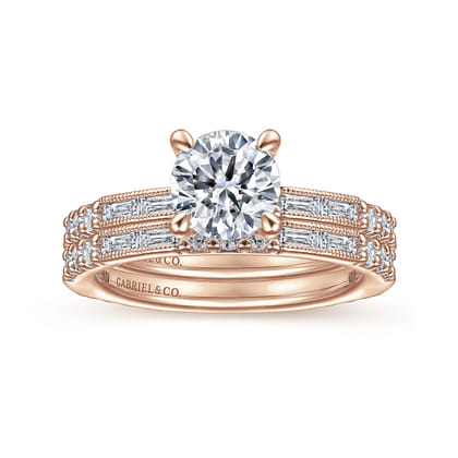 Luca - 14K Rose Gold Round Diamond Engagement Ring